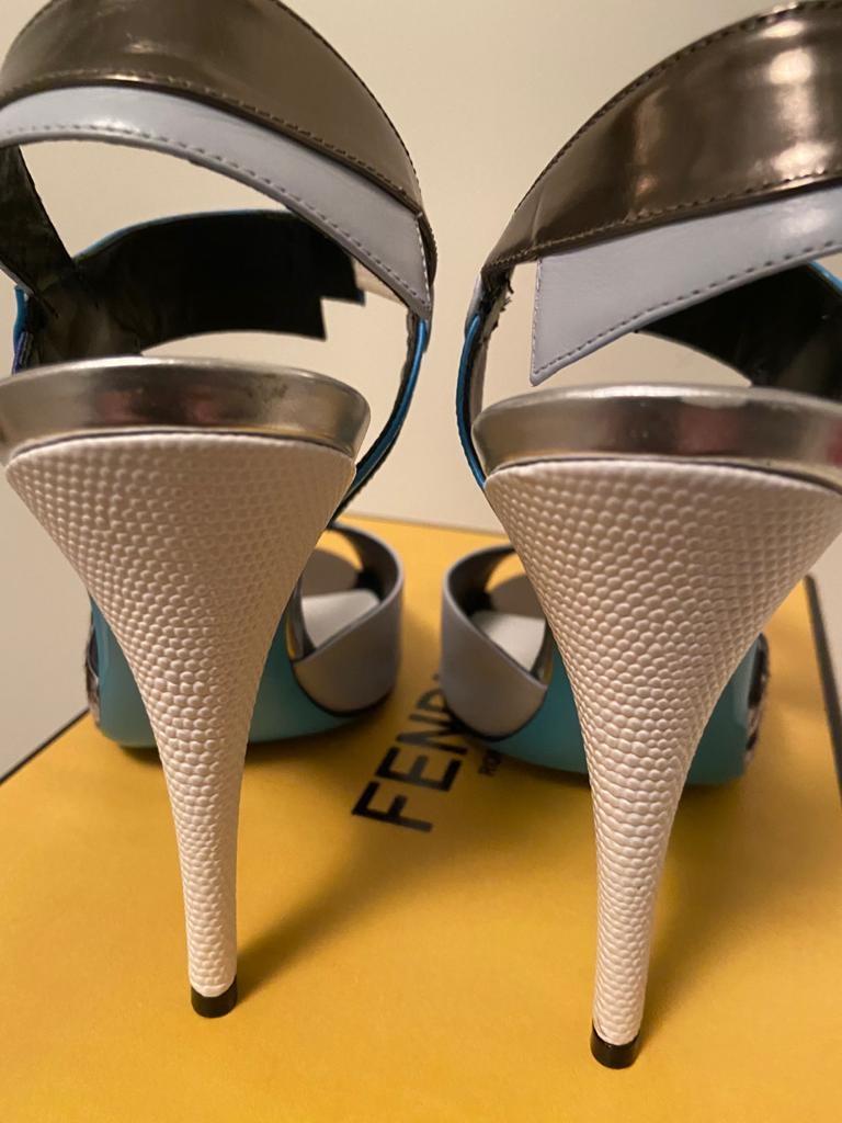 Fendi textured Leather & Calf Hair Multicoloured Sandals
