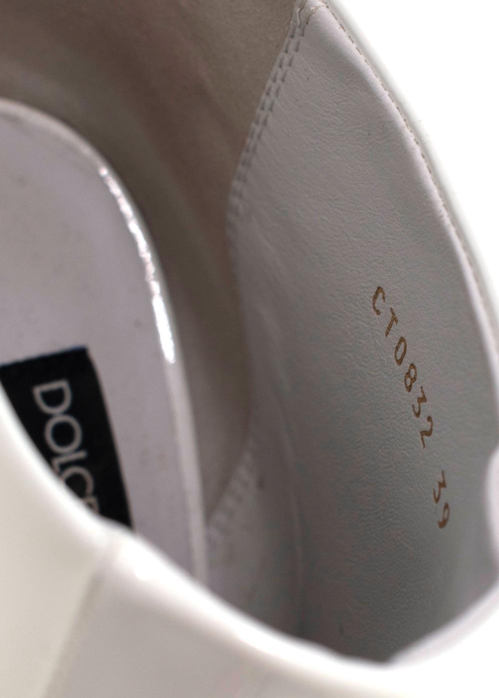 Dolce & Gabbana White Pearl Studded Cowboy Ankle Boots