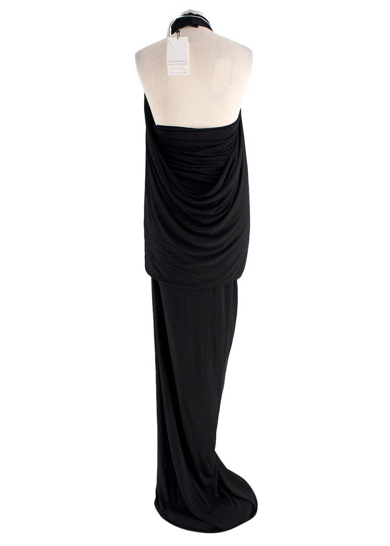 Christopher Esber Black Jersey 'Levitate' Longsleeve Halter Dress
