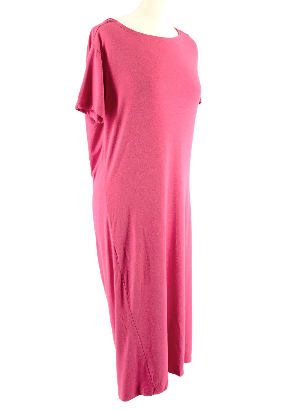 Pink Draped Back T-Shirt Midi Dress