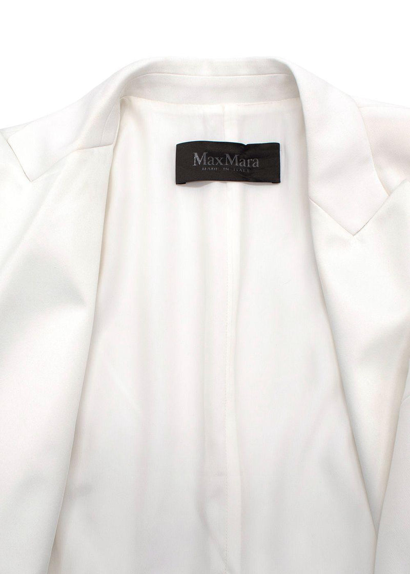 MaxMara White Blazer Dress With Fringe Trim Detail