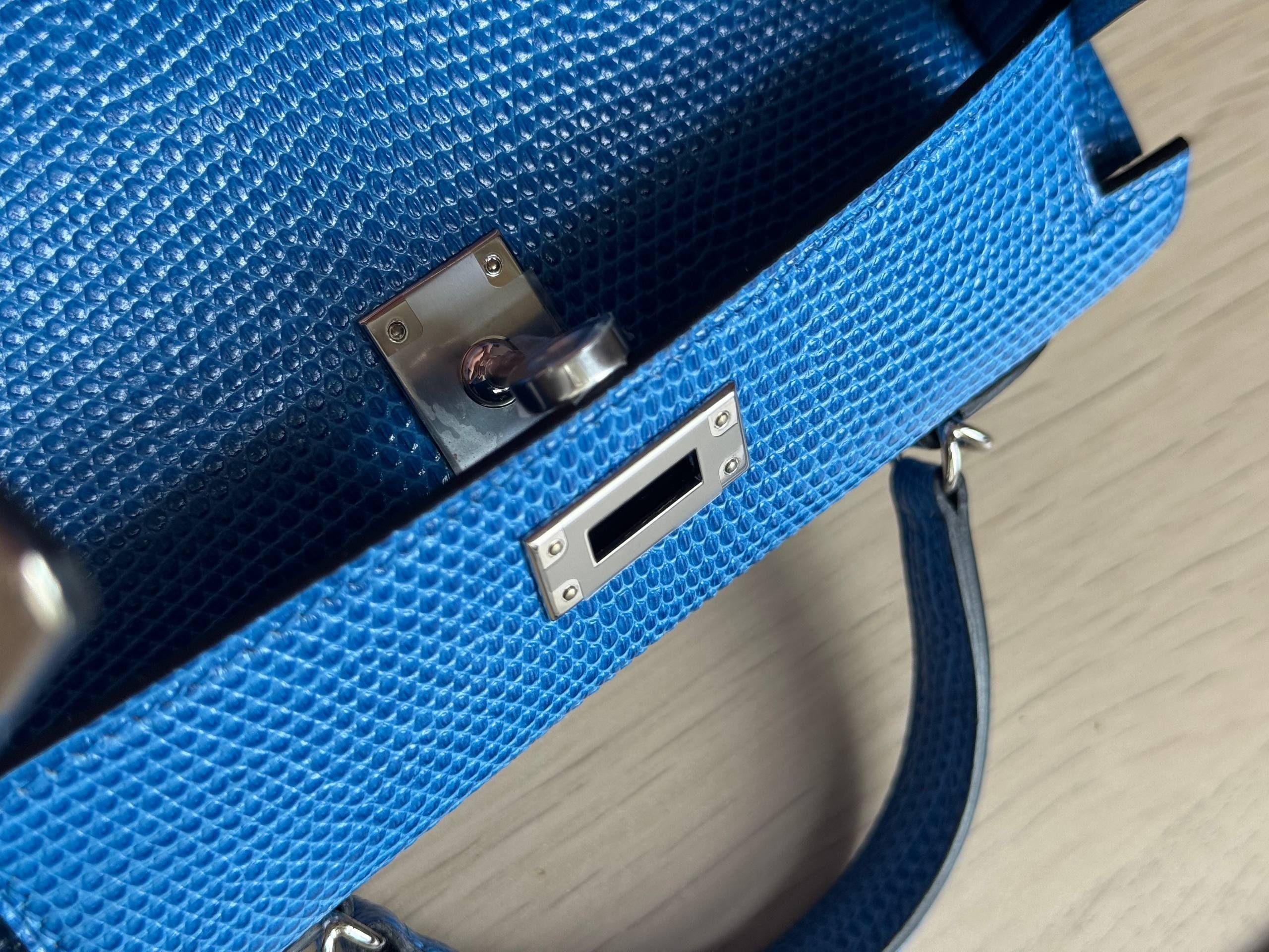 Hermes Rare Bleu Sapphire Mini Kelly II - Full set with receipt No CITES