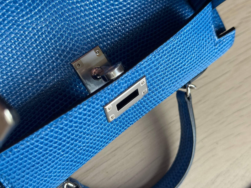 Hermes Rare Bleu Sapphire Mini Kelly II - Full set with receipt No CITES