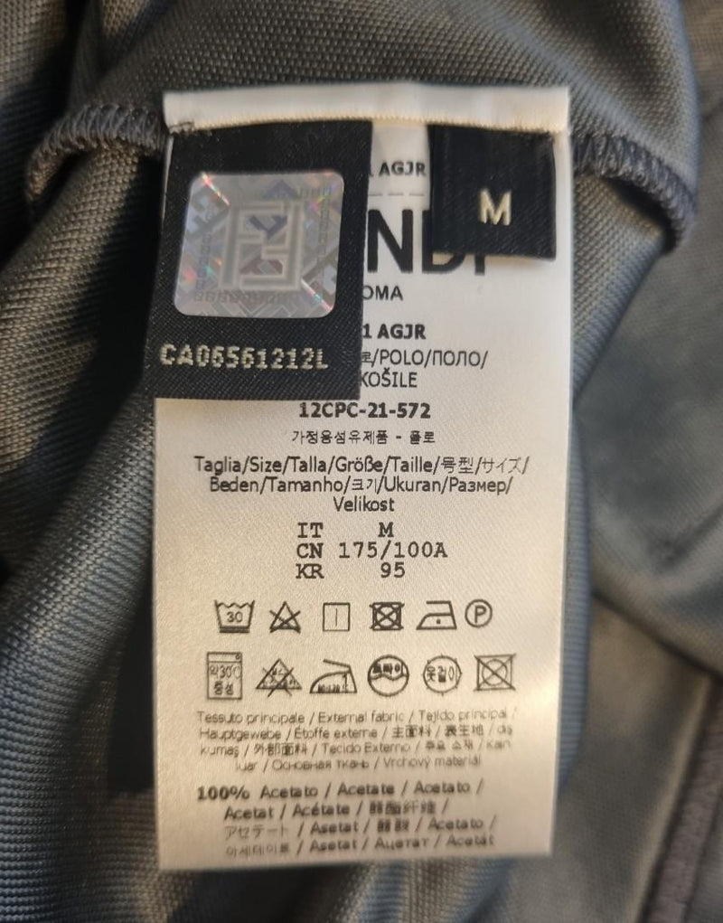 Fendi Grey FF Jacquard Half-Zip Polo Shirt