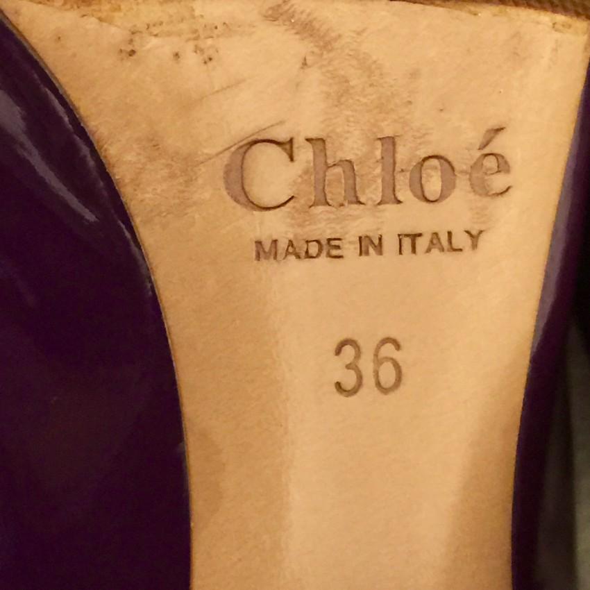 Chloe Croc Embossed Patent Leather Pumps