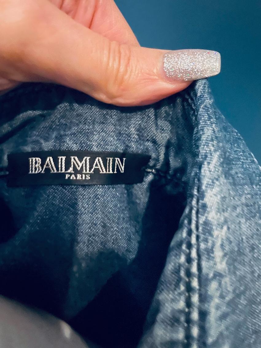 Balmain Faded Wash Military Denim Vest