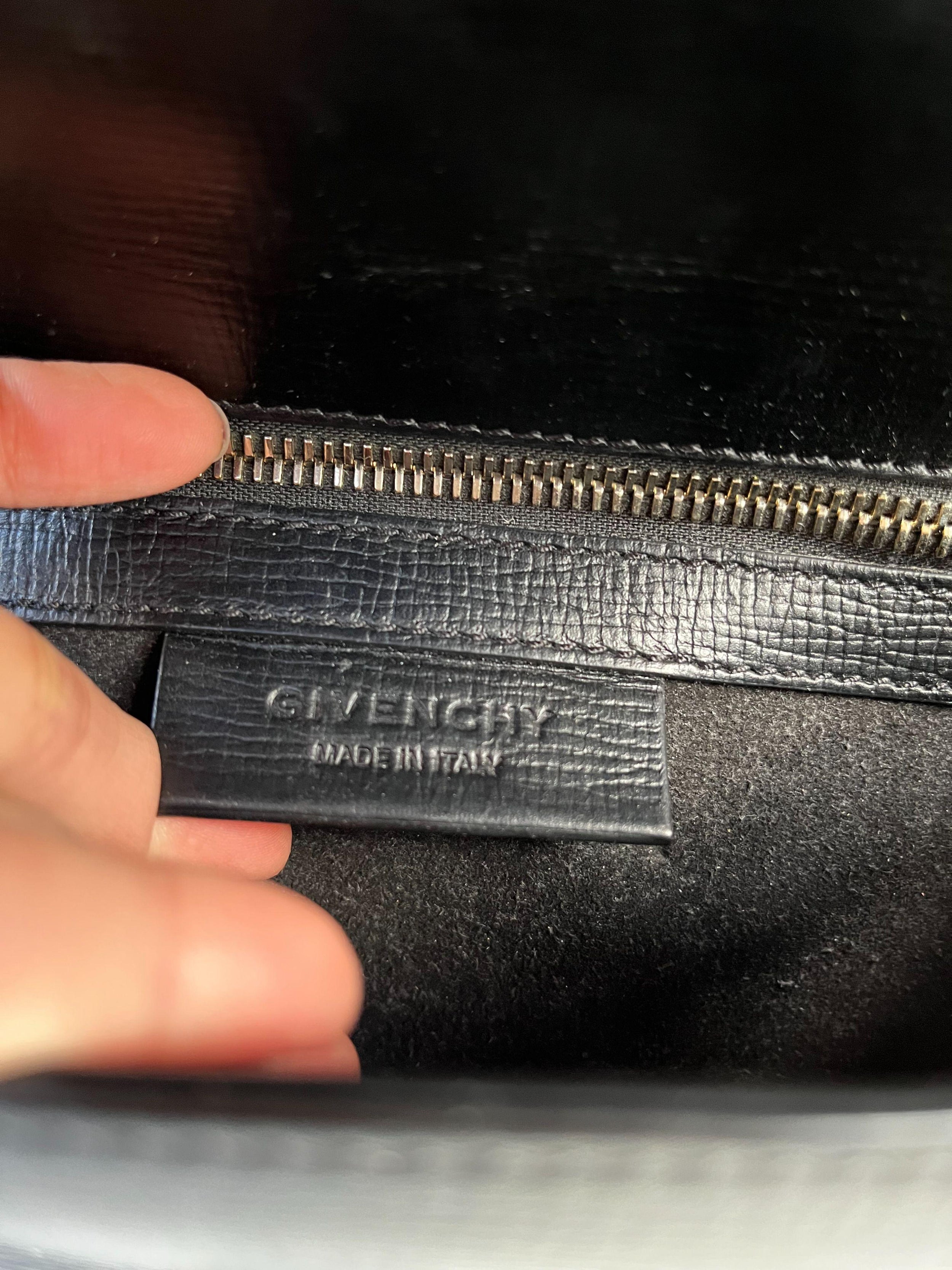 Black leather mini Pandora box bag