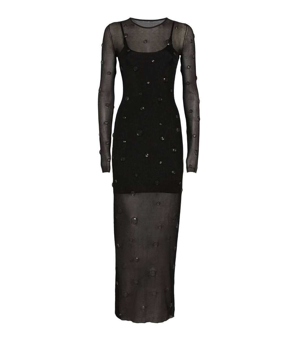 Alexander Wang Engineered Trapped Gem Dress in Sheer-Jersey