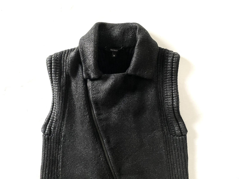 Gucci Black Metallic Knitted Biker Gilet