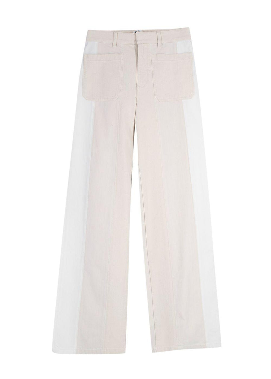 Dior Cream and White Two Toned  Wide Leg Jeans