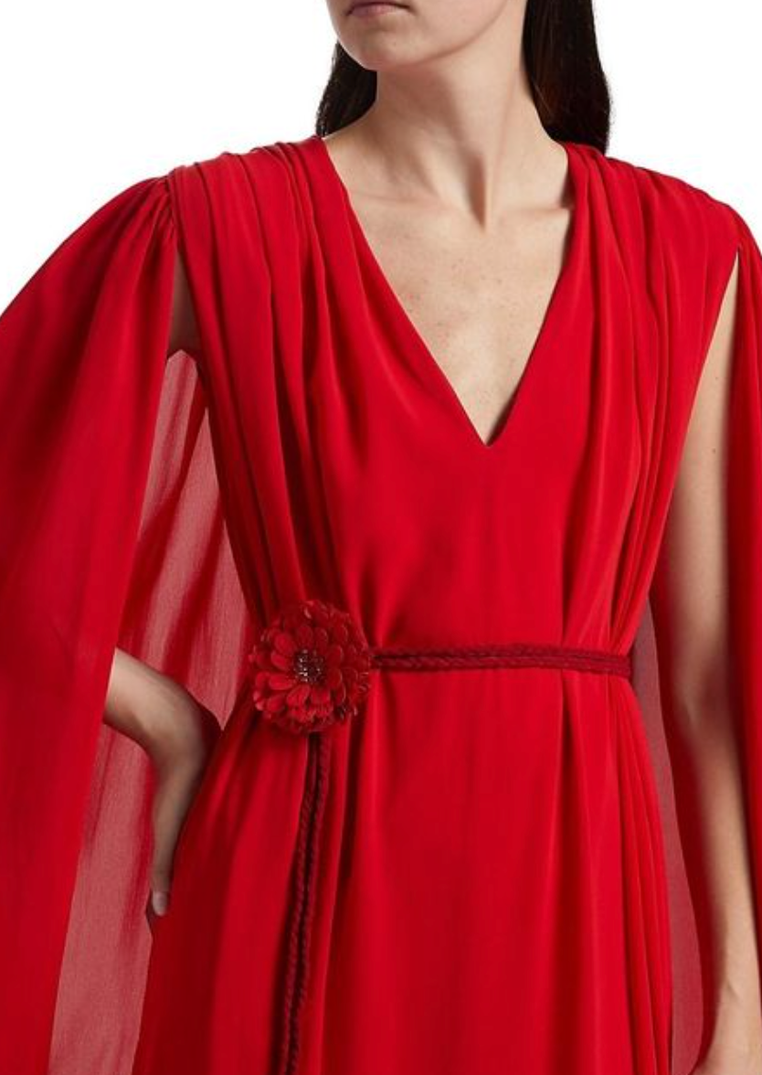 Alice + Olivia Women's Red Zenaida Maxi Cape Dress