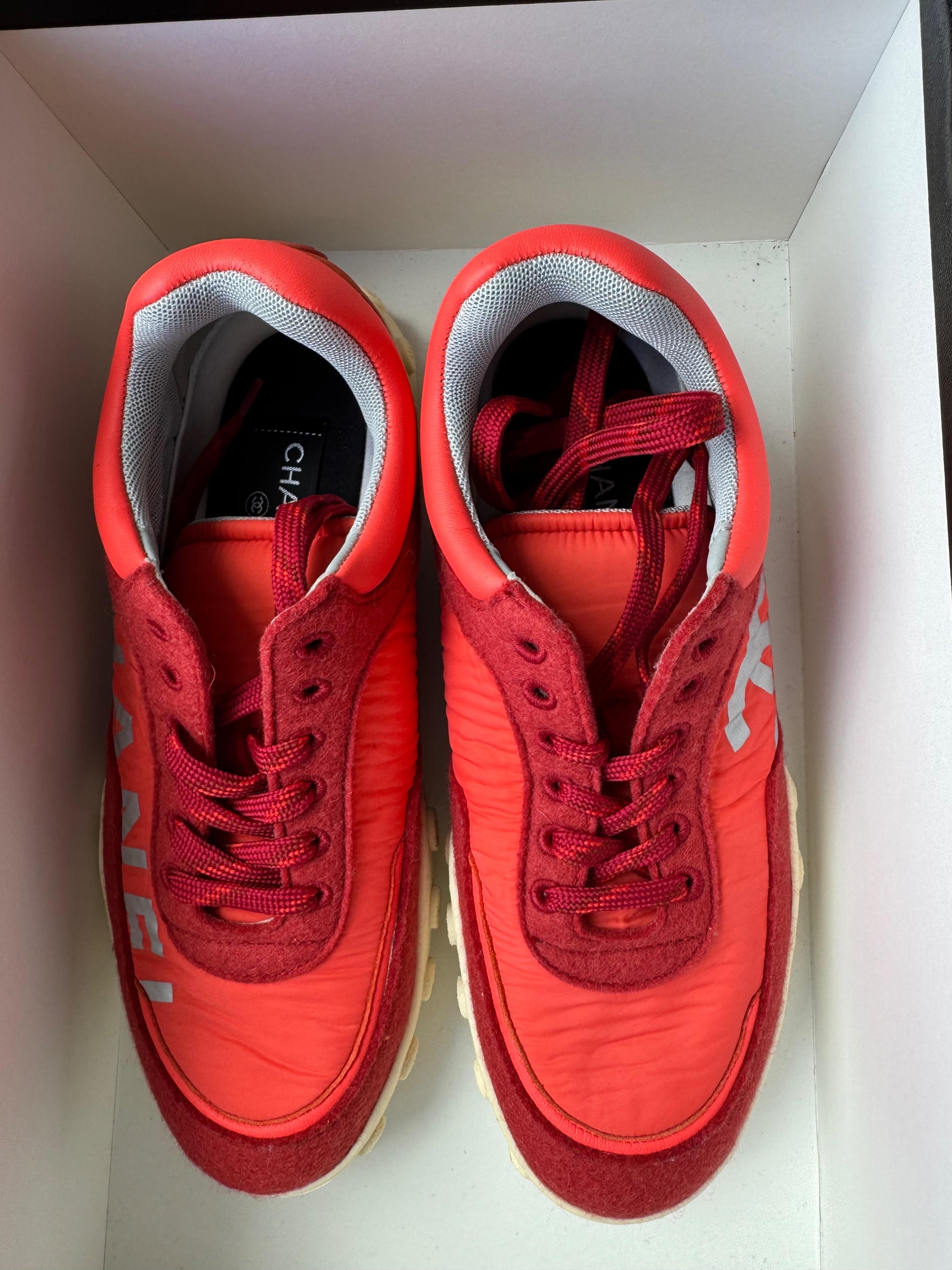 Chanel Red Lowtop Sneakers