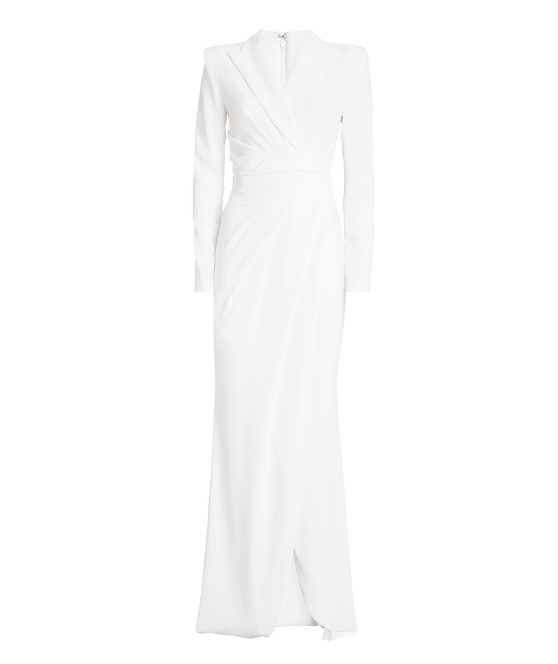 Talbot Runhof Draped Crepe Maxi Dress