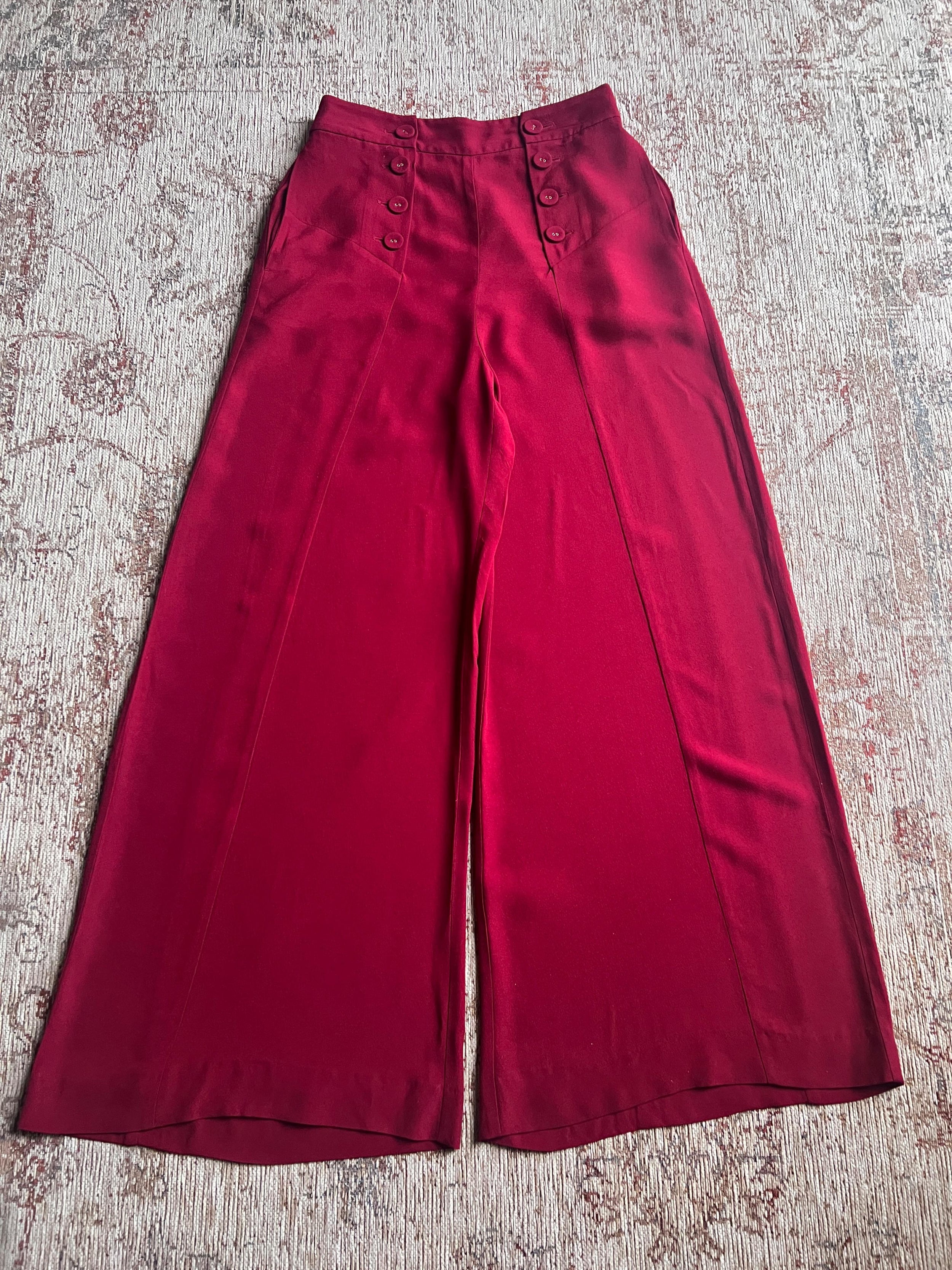 Red Wide Leg Trousers