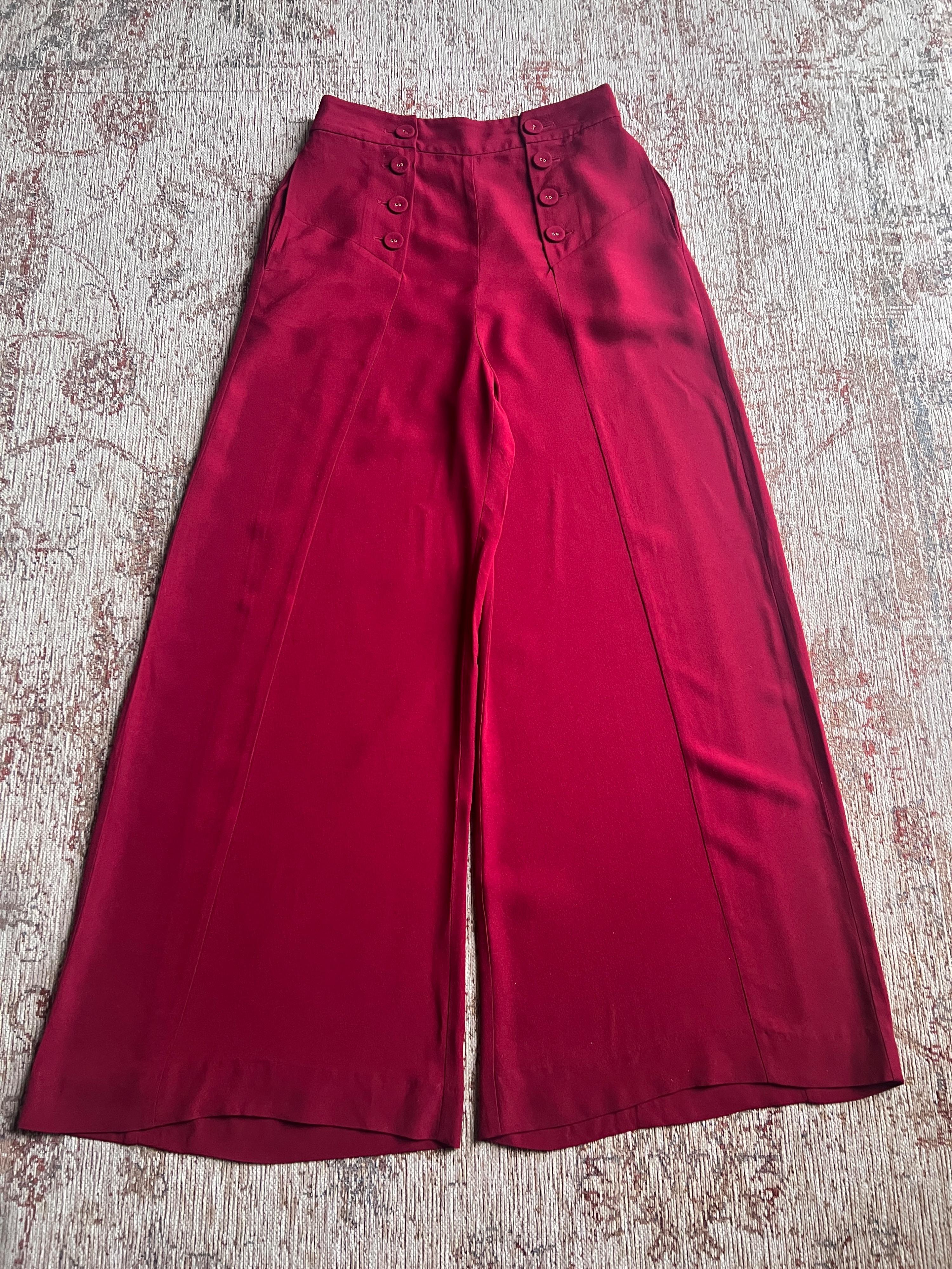 Red Wide Leg Trousers