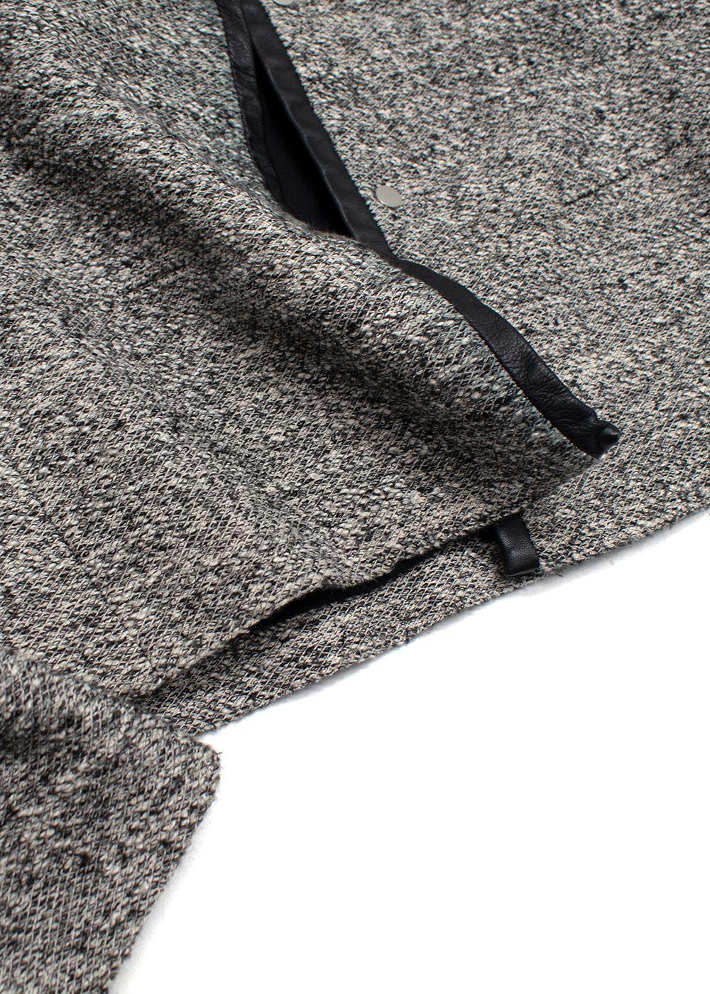 Iro Grey-black textured collarless snap-button jacket