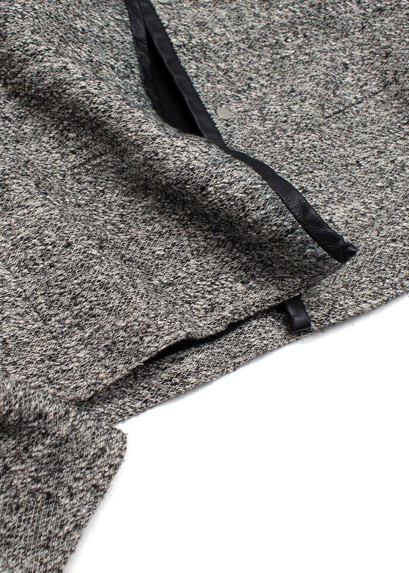 Iro Grey-black textured collarless snap-button jacket