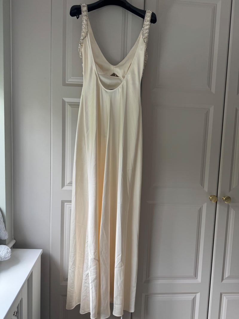 Crystal Bralette Cream Satin Maxi Dress