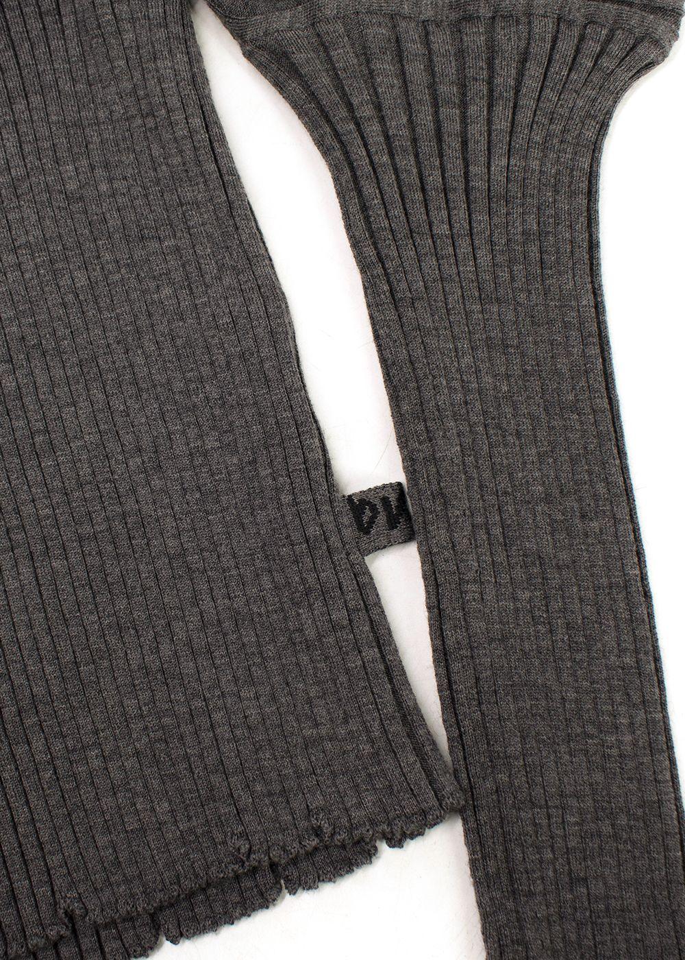Bottega Veneta Grey Ribbed Knit Turtleneck Top