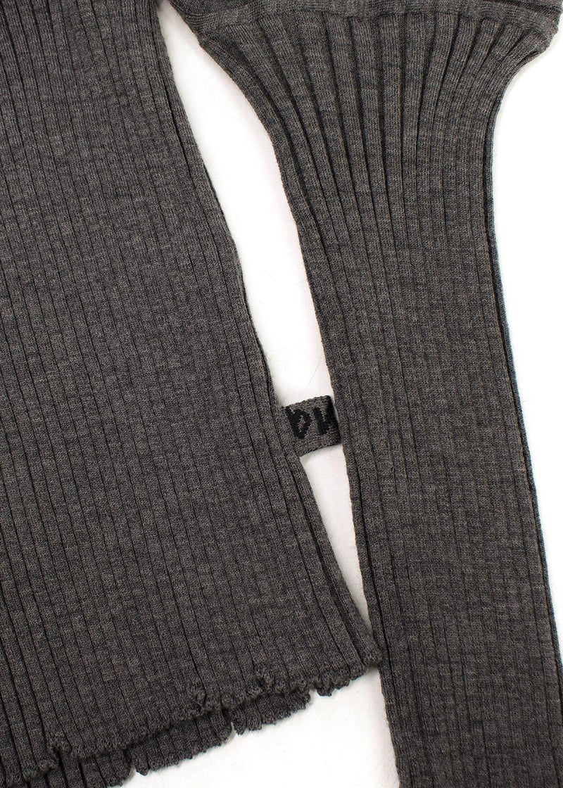 Bottega Veneta Grey Ribbed Knit Turtleneck Top