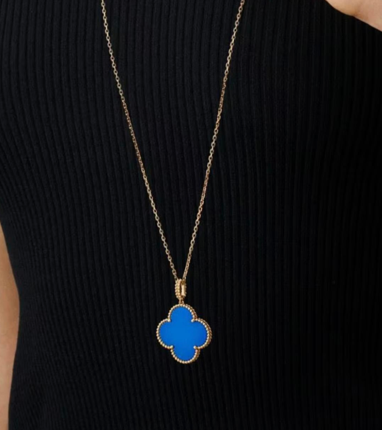 Van Cleef & Arpels Magic Alhambra Blue Agate Long Necklace