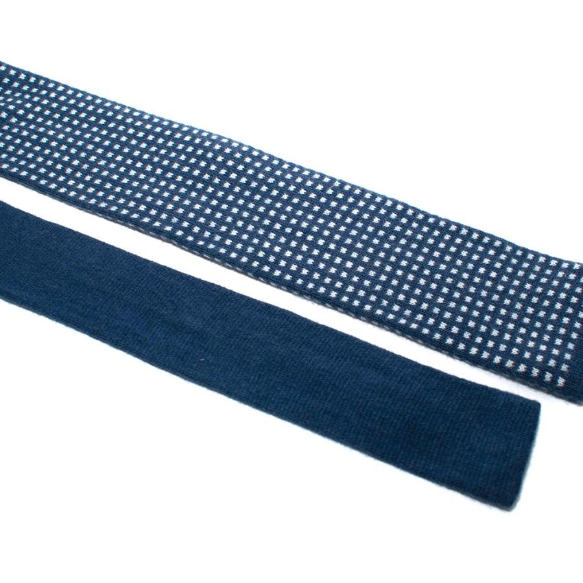 Doriani Blue & White Embroidered Wool Blend Tie