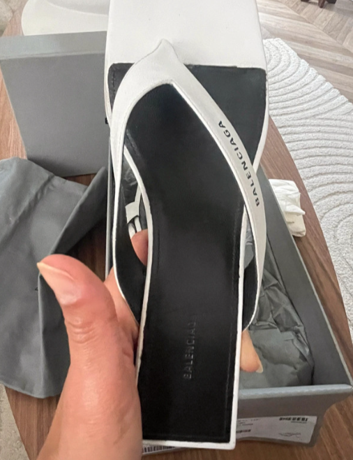 Balenciaga White Square Toe Thong Sandals