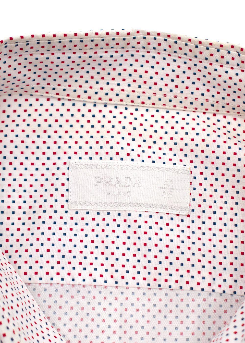 Red & Blue Square Print Button Down Shirt