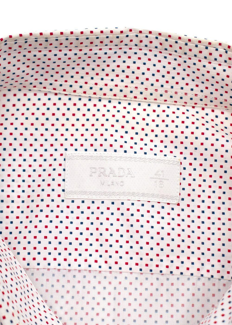 Red & Blue Square Print Button Down Shirt