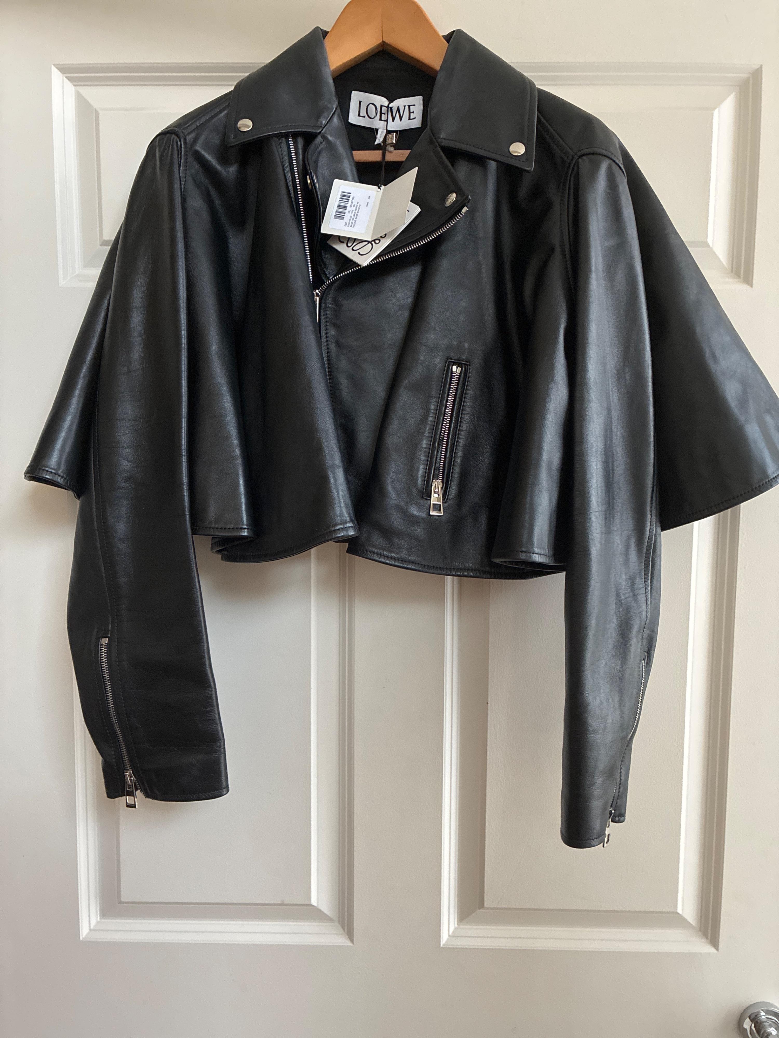 Black Trapeze Leather Biker Jacket