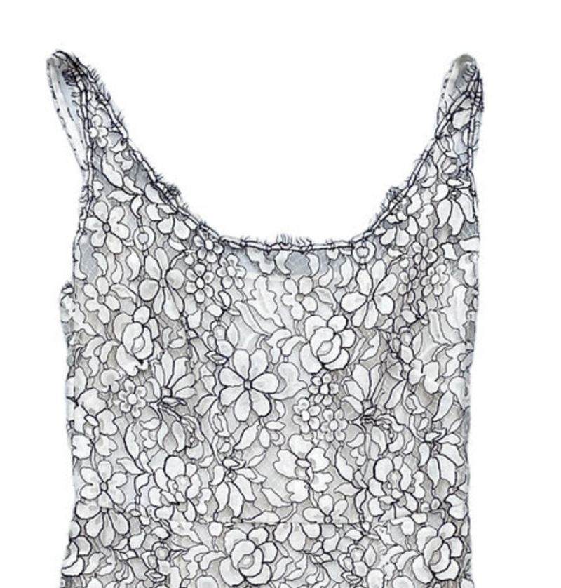 White Floral Lace Frilled Dress