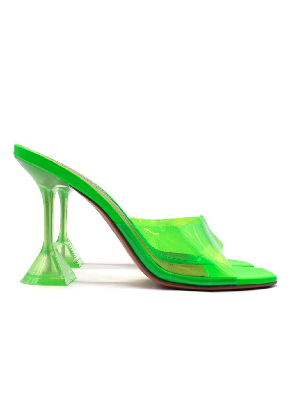 Amina Muaddi Neon Green Lupita PVC Mules