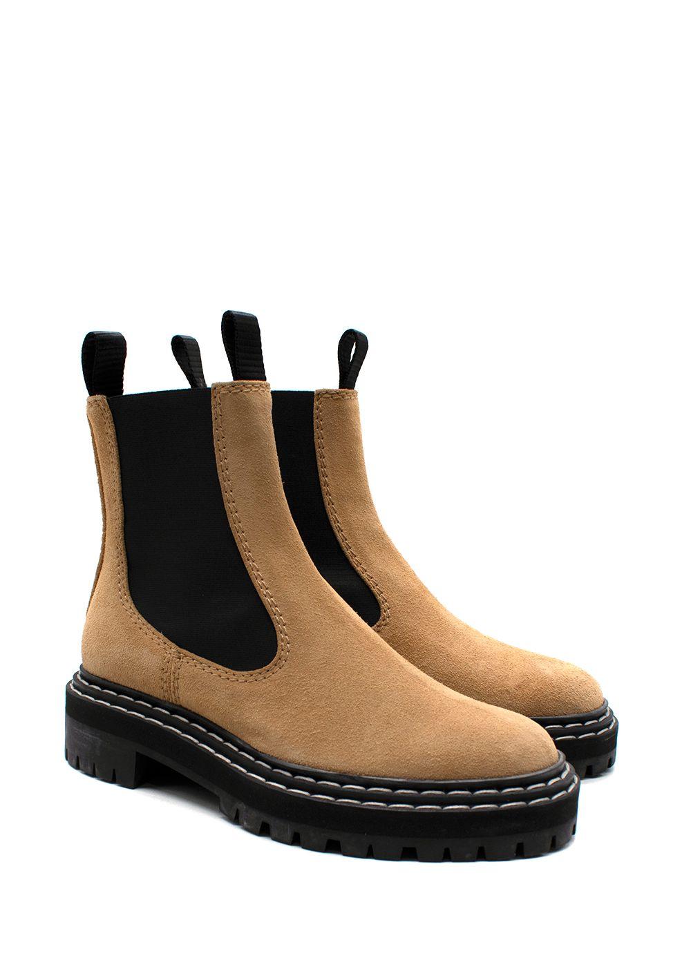 Proenza Schouler Sandy Brown Suede Chelsea Boots