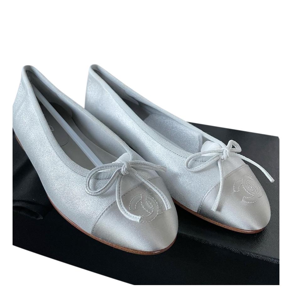 Chanel Sparkly Silver Classic Ballerinas