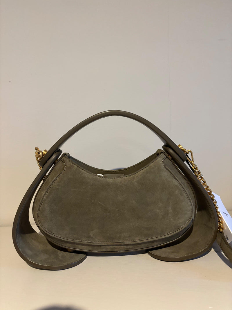 Balmain Khaki Suede Jodie Madame Bag