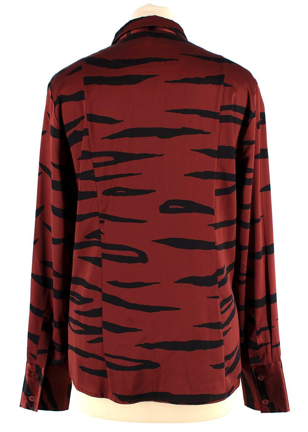 Ganni Deep Red Tiger Print Silk Shirt