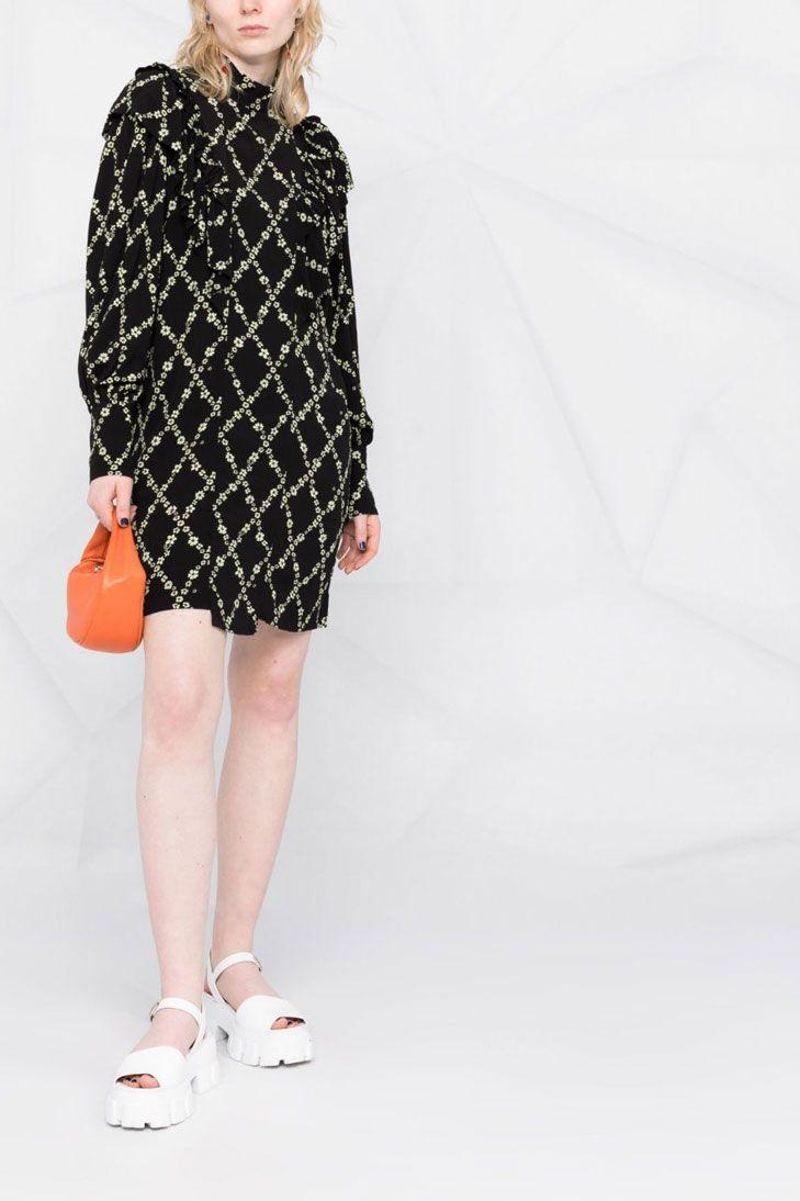 Ganni Printed Long Sleeved Dress