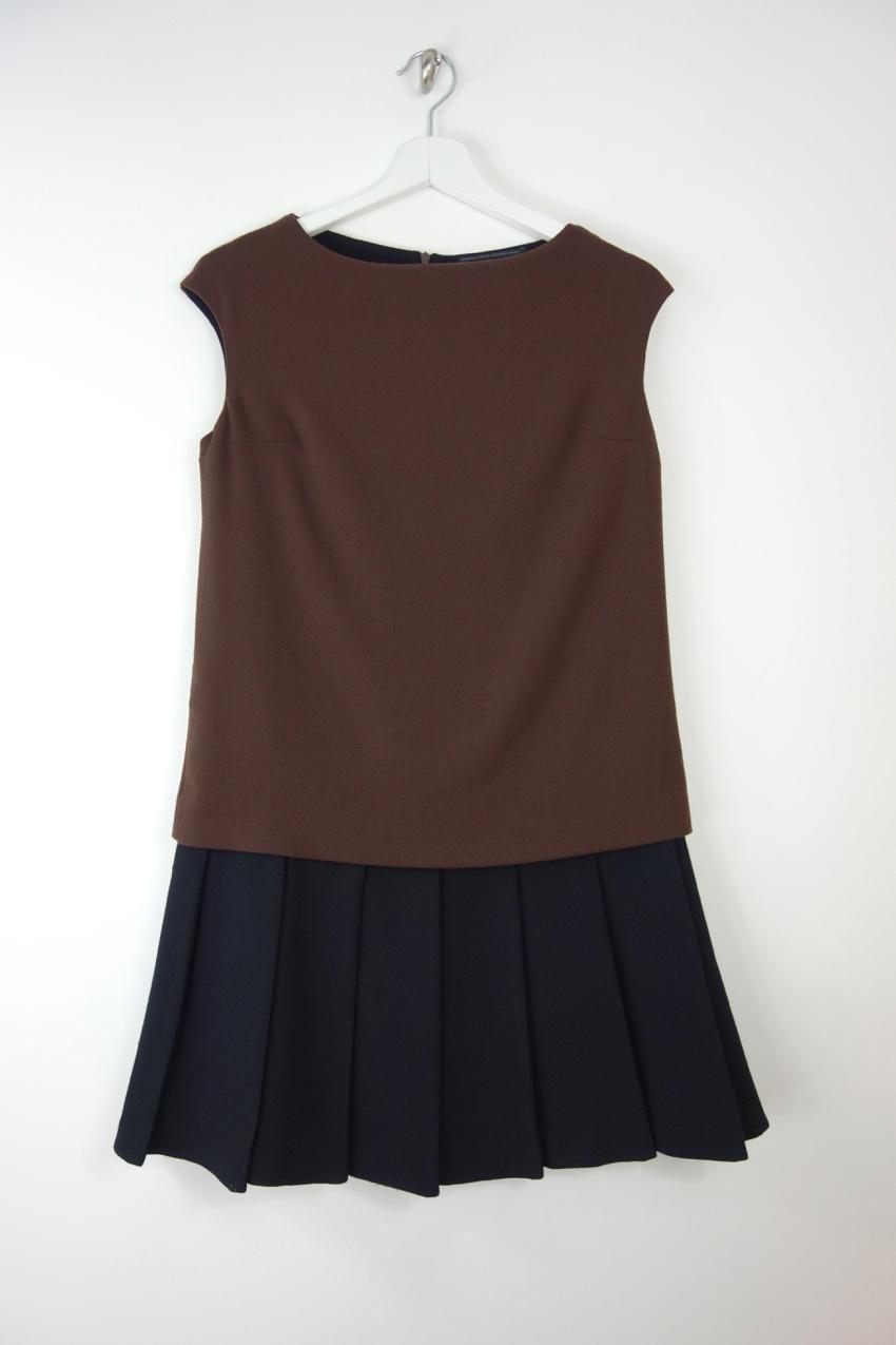 Ermanno Scervino Pleated Contrast Underskirt Sleeveless Mini Dress