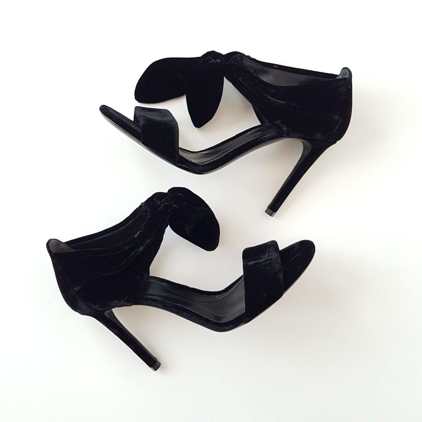 Black Velvet Bow Trim Sandals