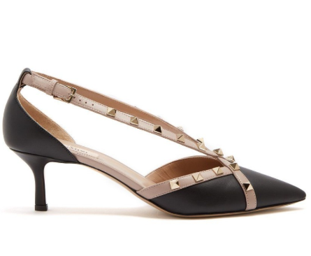 Valentino Rockstud Cross Strap Leather D'orsay Shoes