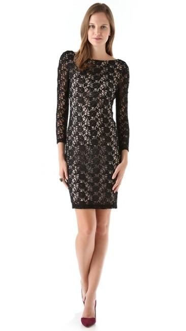 Alice + Olivia black lace detailed open back dress
