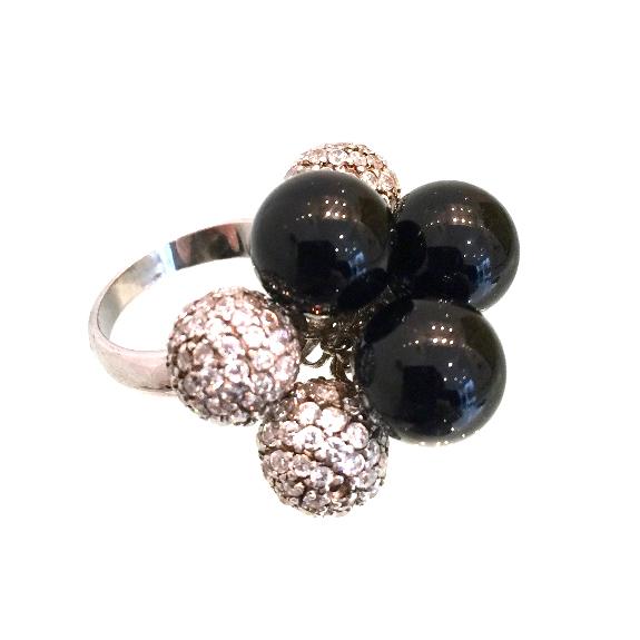 Ambrosia Paris Couture Onyx & Swarovski Crystal Ring