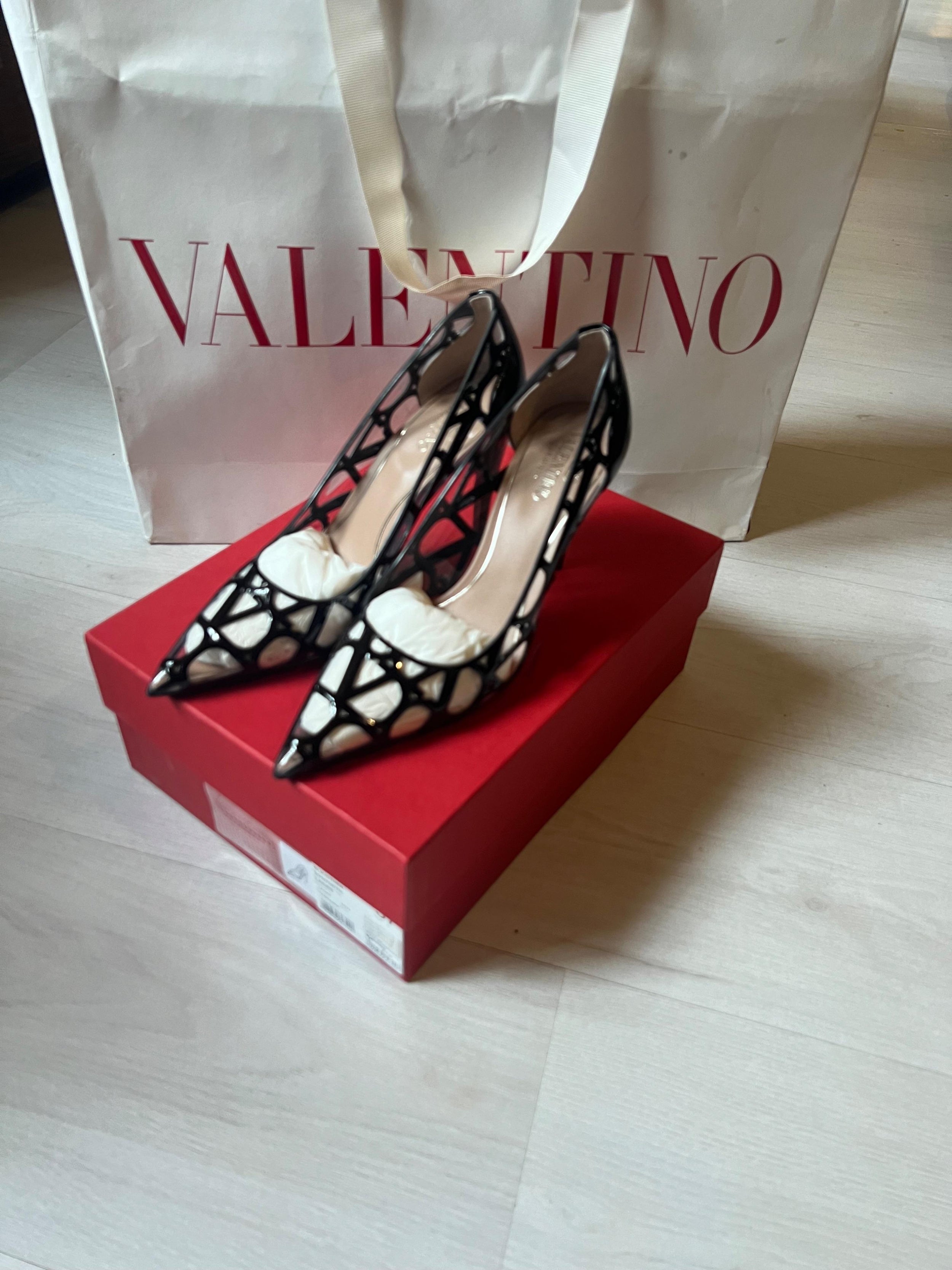 Valentino Black VLogo PVC Heels