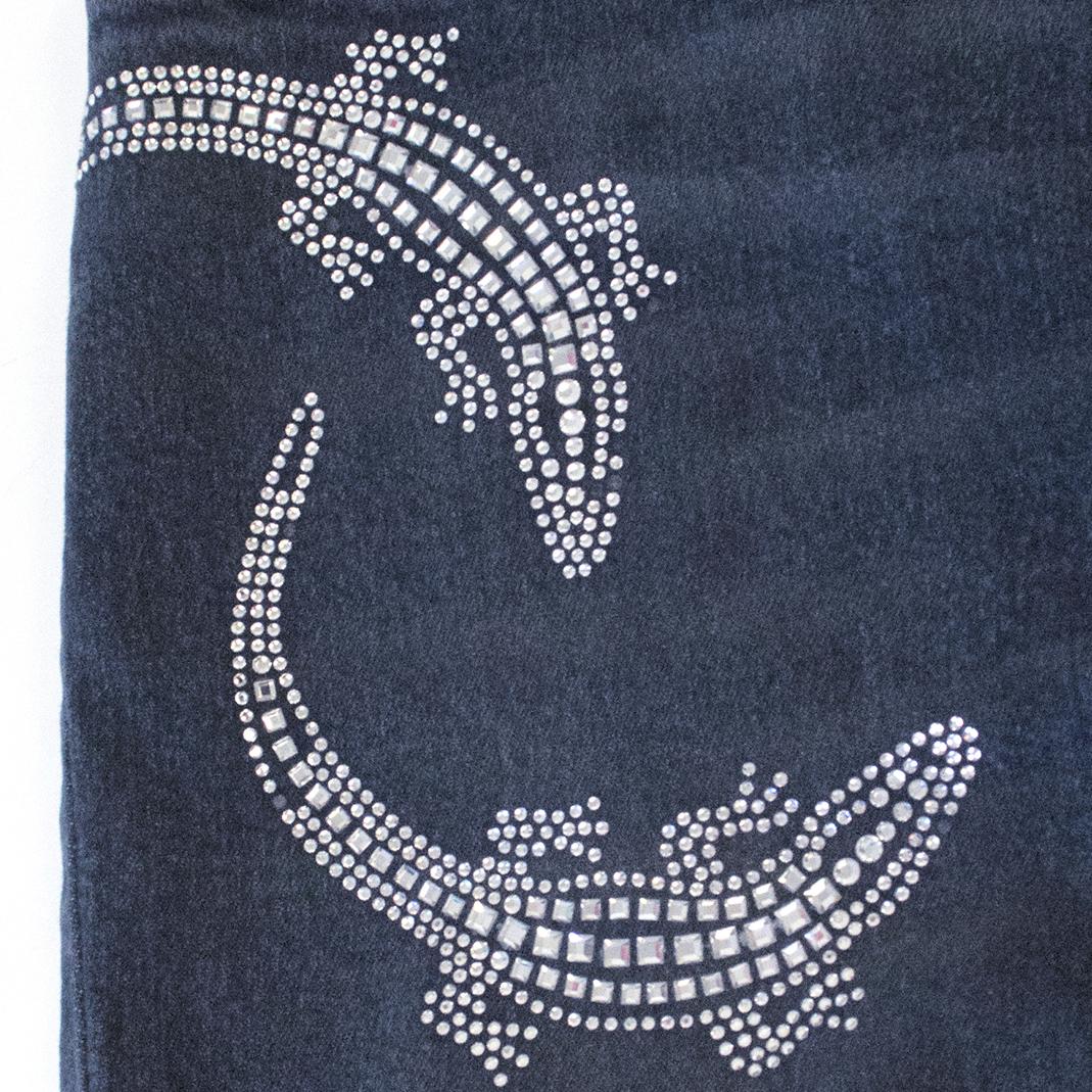 Blumarine Denim Jeans With Silver Embellished Lizards