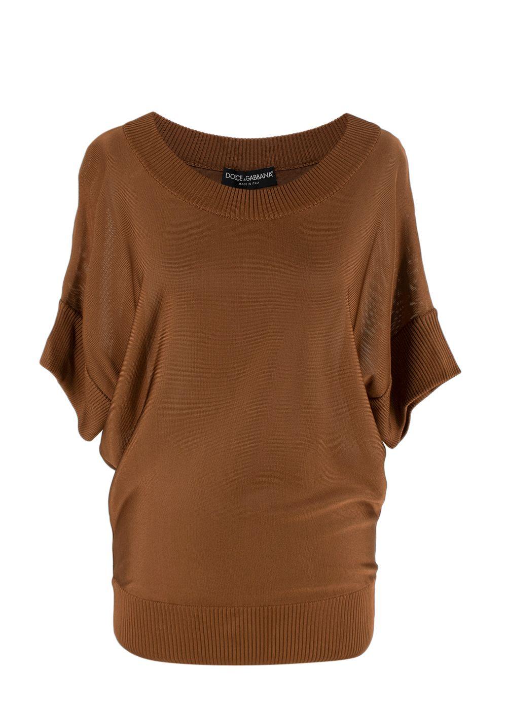 Chocolate Brown Fine-Knit Batwing Sweater