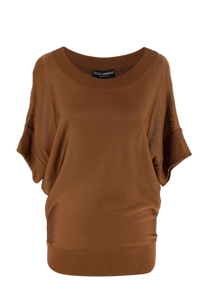 Chocolate Brown Fine-Knit Batwing Sweater