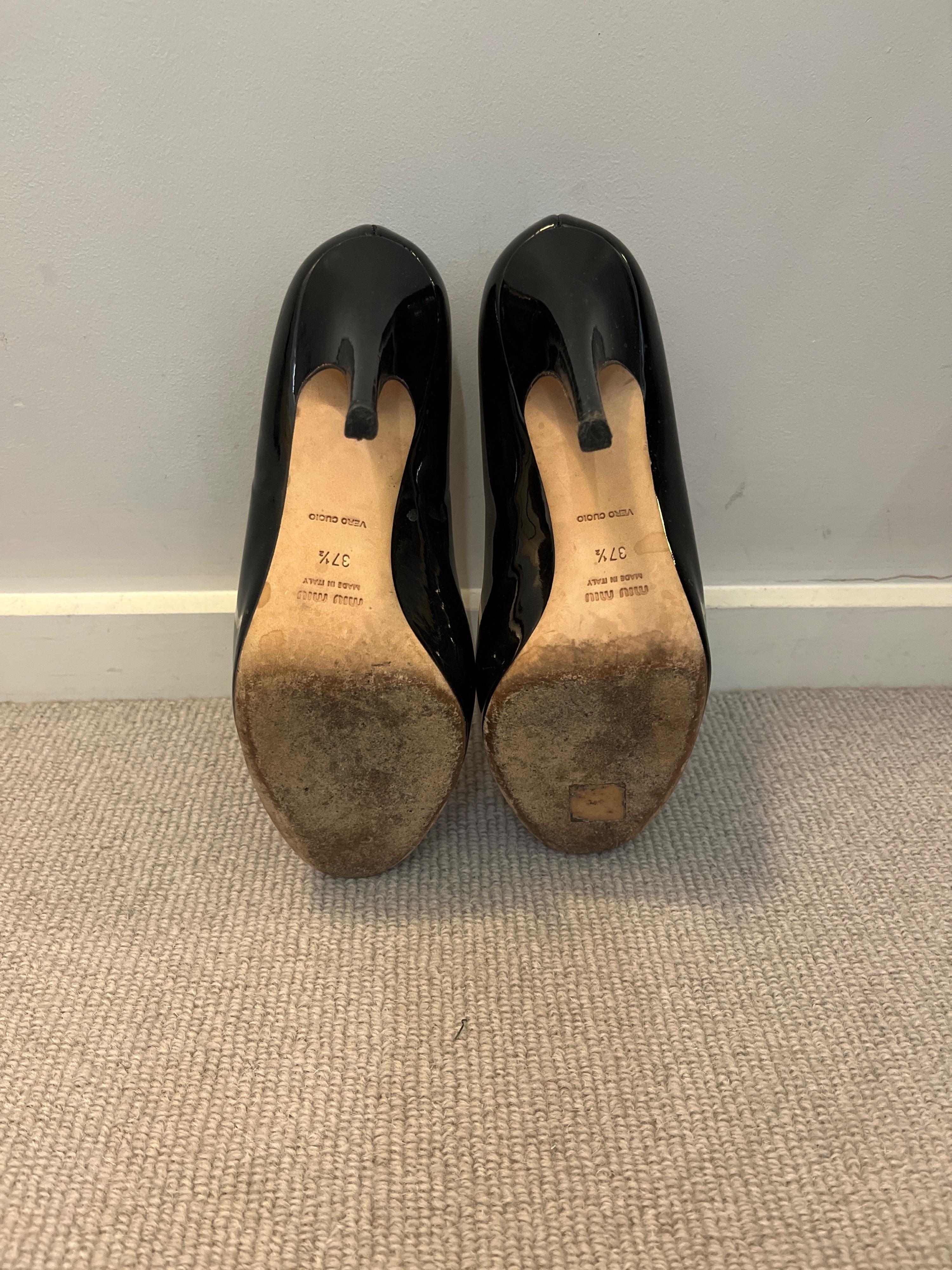 Black Patent Round Toe Pumps