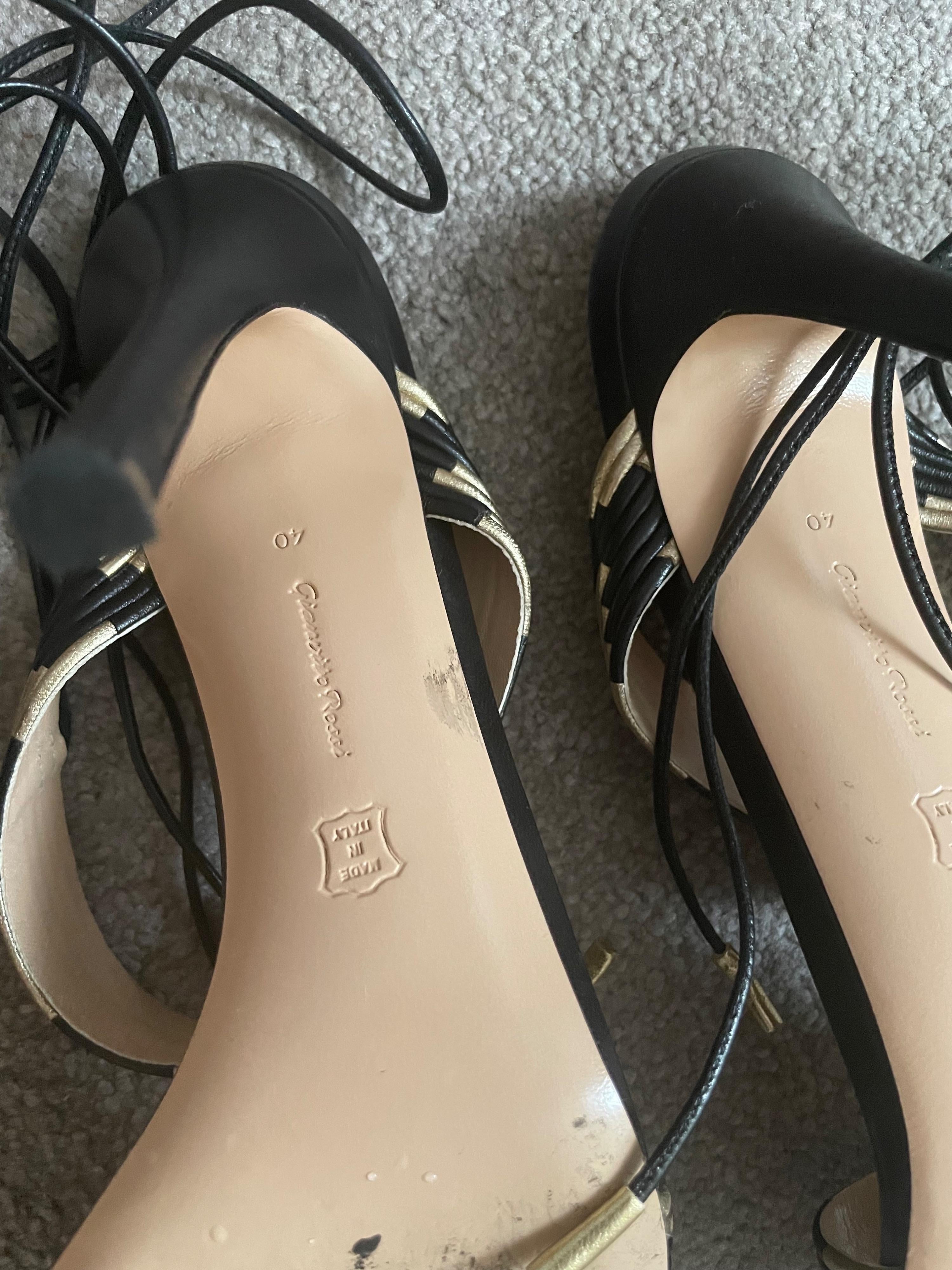 Ginavito Rossi Black Suni Lace Up Heels