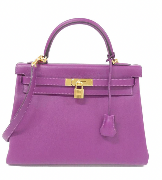 Hermès Purple Kelly 32 With Gold Hardware