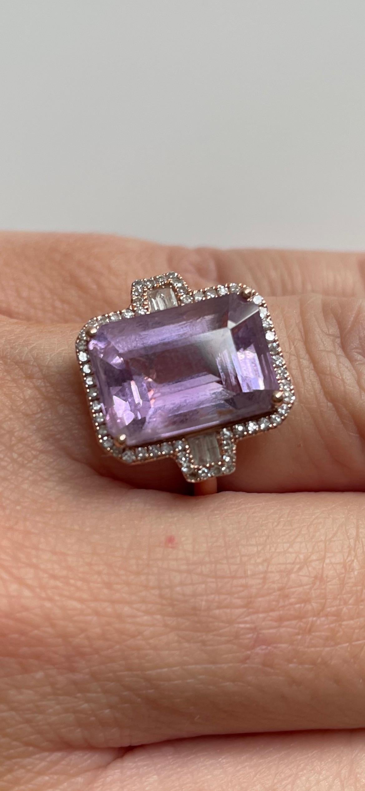 Diamond & Morganite 14kt Rose Gold Cocktail Ring - Size 7.5